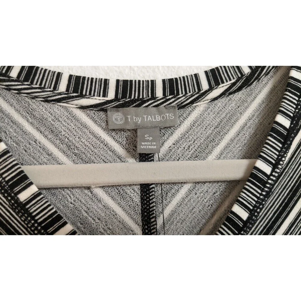 NWT~ T by Talbots Black White Striped Knit V Neck Dress Size Petite Small - Picture 7 of 7